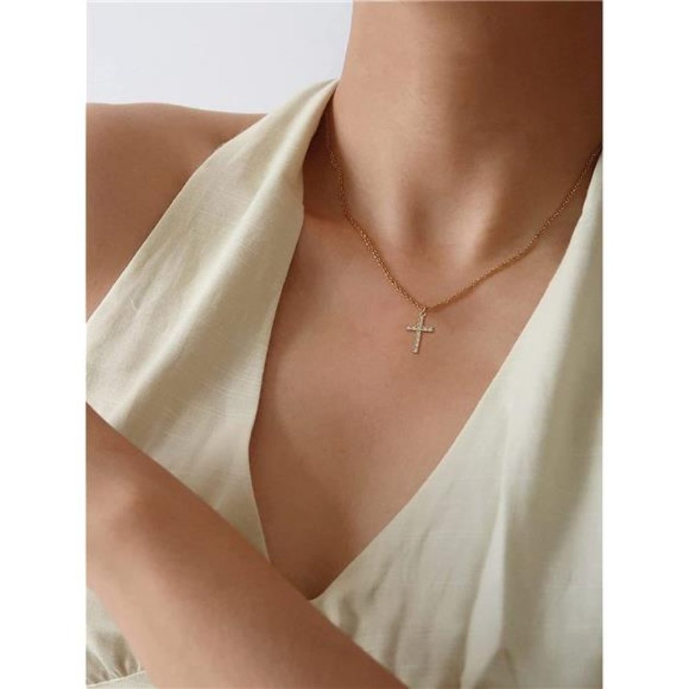 Simple Evil Eye Turquoise Choker Necklace, Gold Plated Cross Pendant for